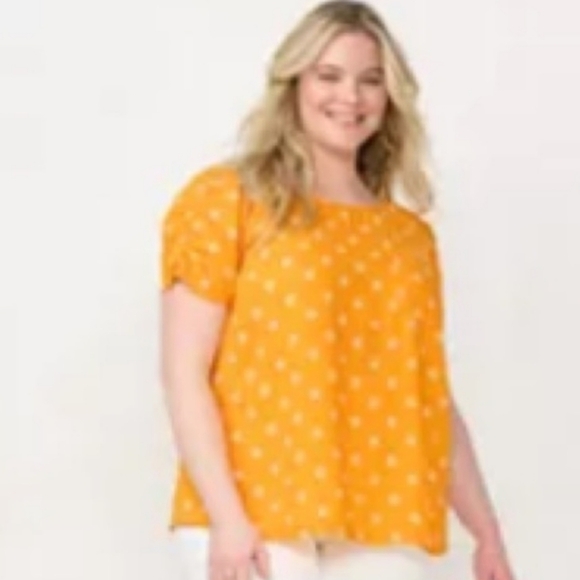 LX Lauren Conrad - Mustard Yellow Polka Dot Blouse - Picture 7 of 7